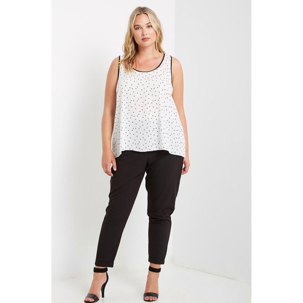 Curvy White Chiffon Print Sleeveless Top